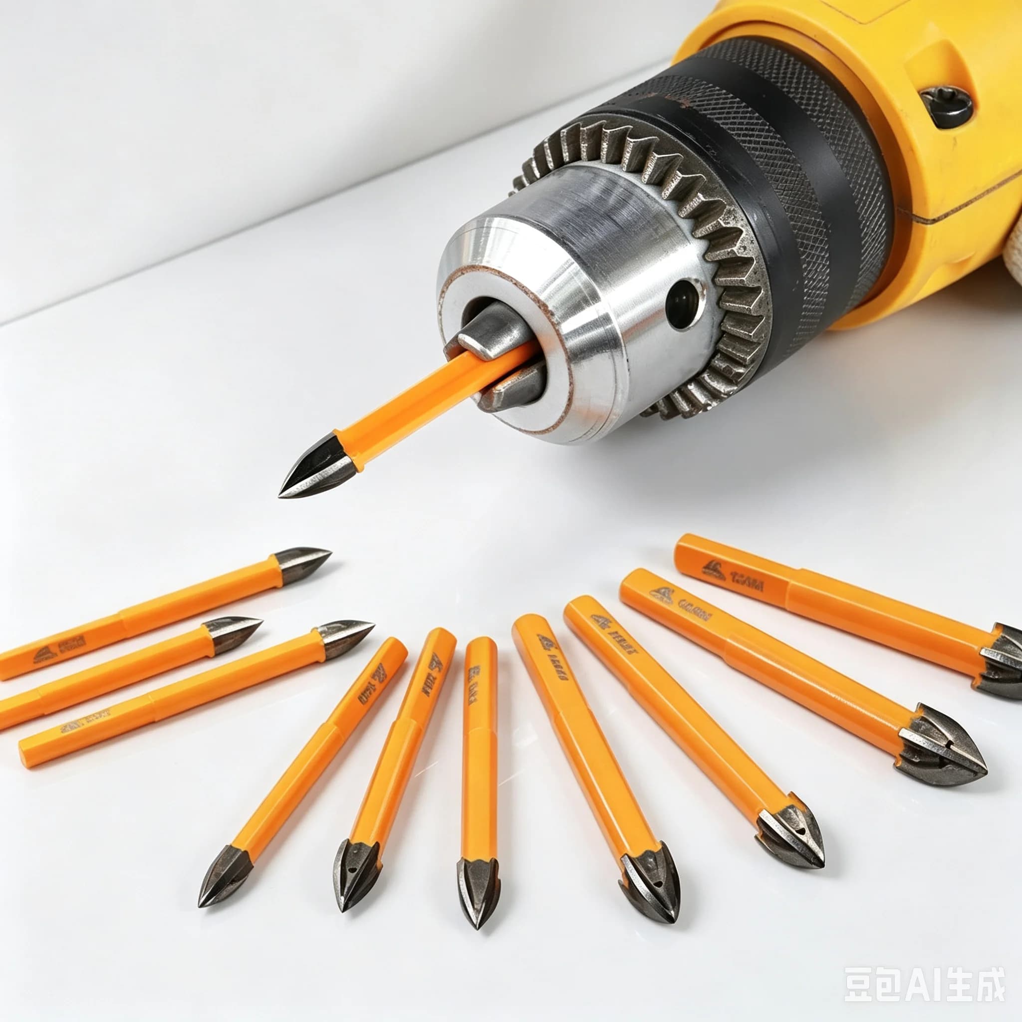 EXFEIN Carbide Drill Bits Set 10Pcs Triangular Shank 6/8/10/12mm, Tile Glass Brick Wood Plastic Hole Saw Drill Bits