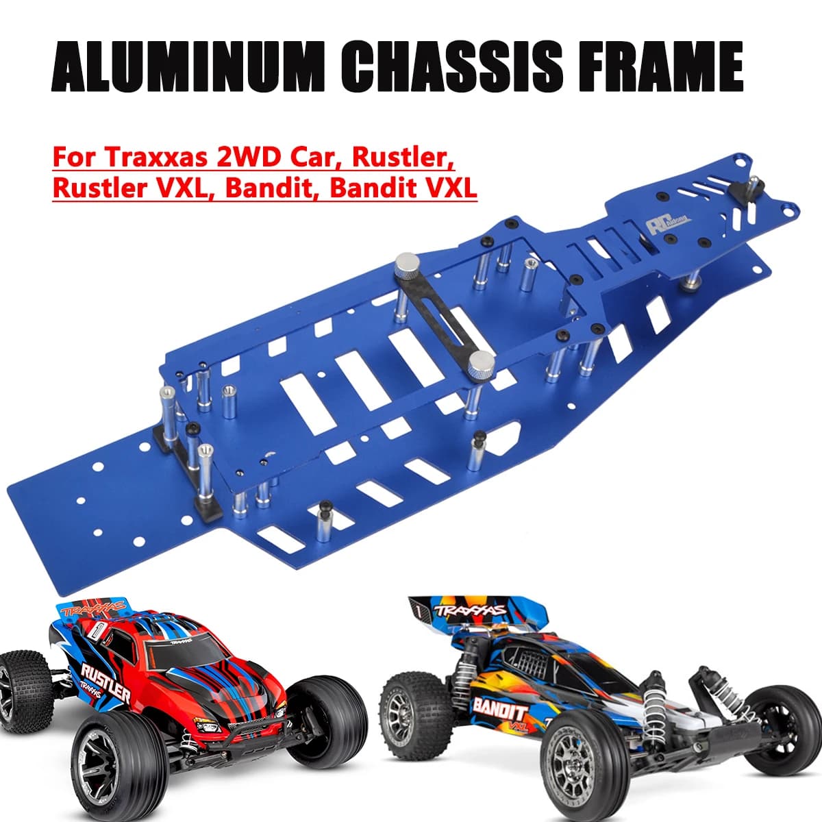 Kit telaio di conversione in alluminio per 1/10 Traxxas 2wd Rustler VXL/Rustler/Bandit VXL/Bandit XL-5, parti sostituite 3728 3729