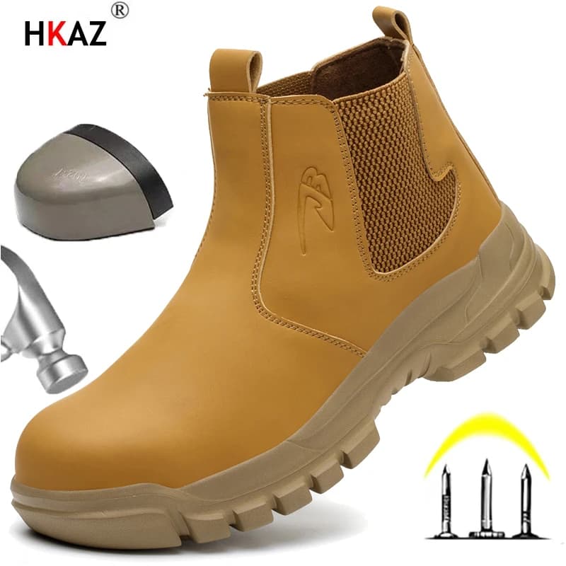 Stivali da lavoro antinfortunistici da uomo impermeabili Scarpe con punta in acciaio Stivali tattici da trekking per avventure all'aria aperta anti-impatto e anti-perforazione