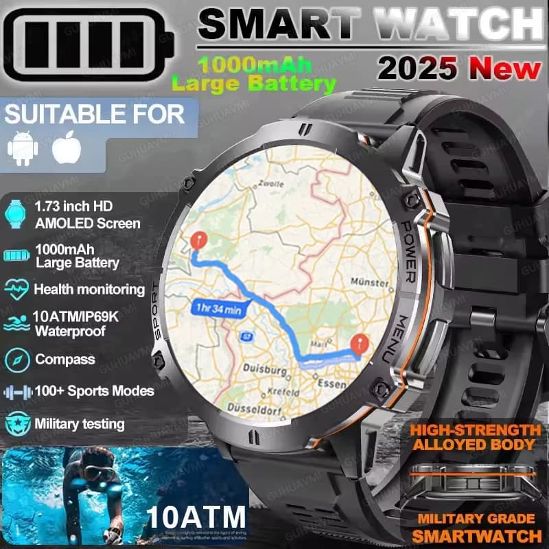 2025 Originale TANK T3 Ultra GPS Astuto Della Vigilanza Degli Uomini 10ATM Impermeabile Smartwatch HD AMOLED 1000mAh Fitness T-Rex 3 orologi elettronici