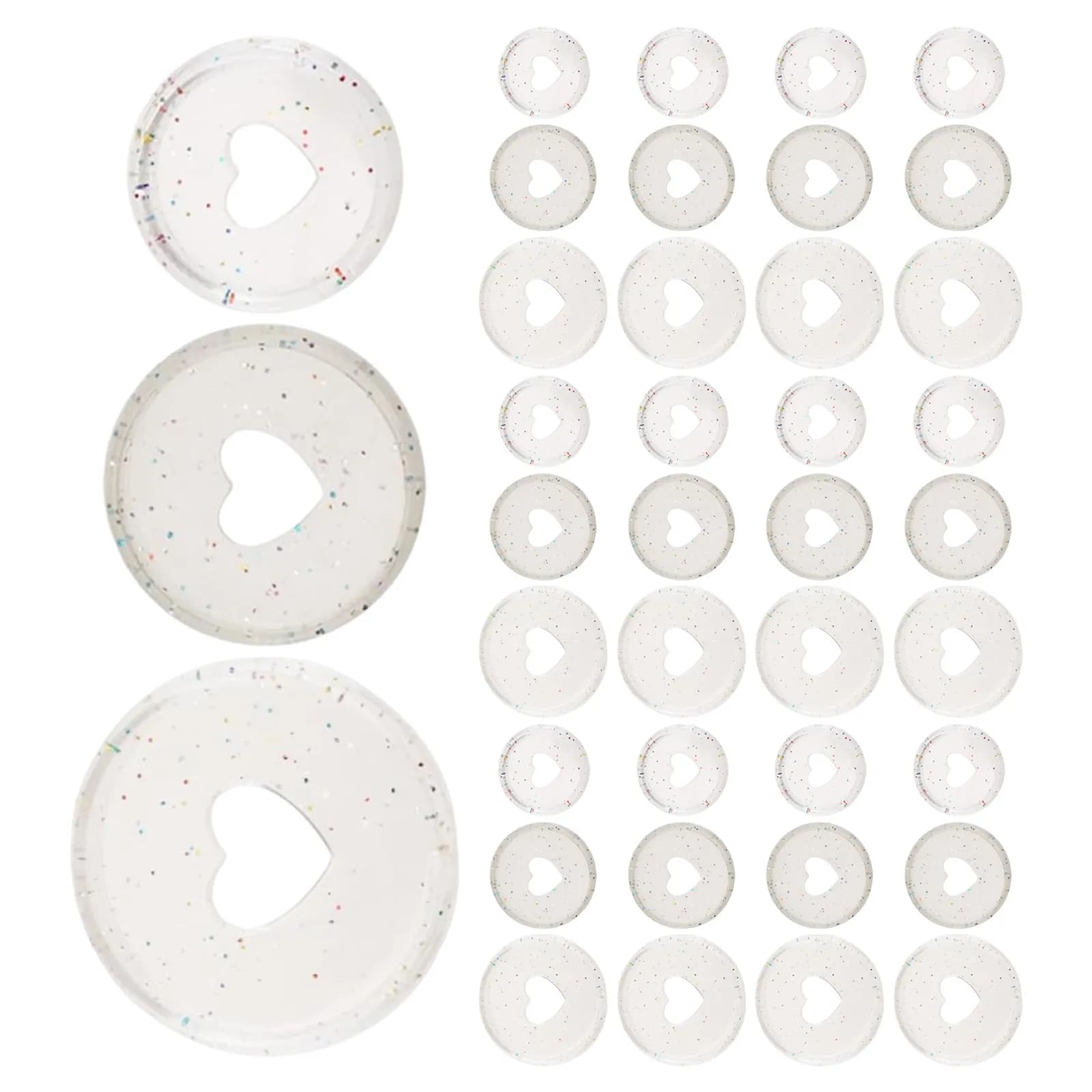 45Pcs Heart-Shaped Plastic Expander Discs 24Mm 28Mm 35Mm for Discbound Notebooks Planner Binding Rings Glitter Hollow DIY