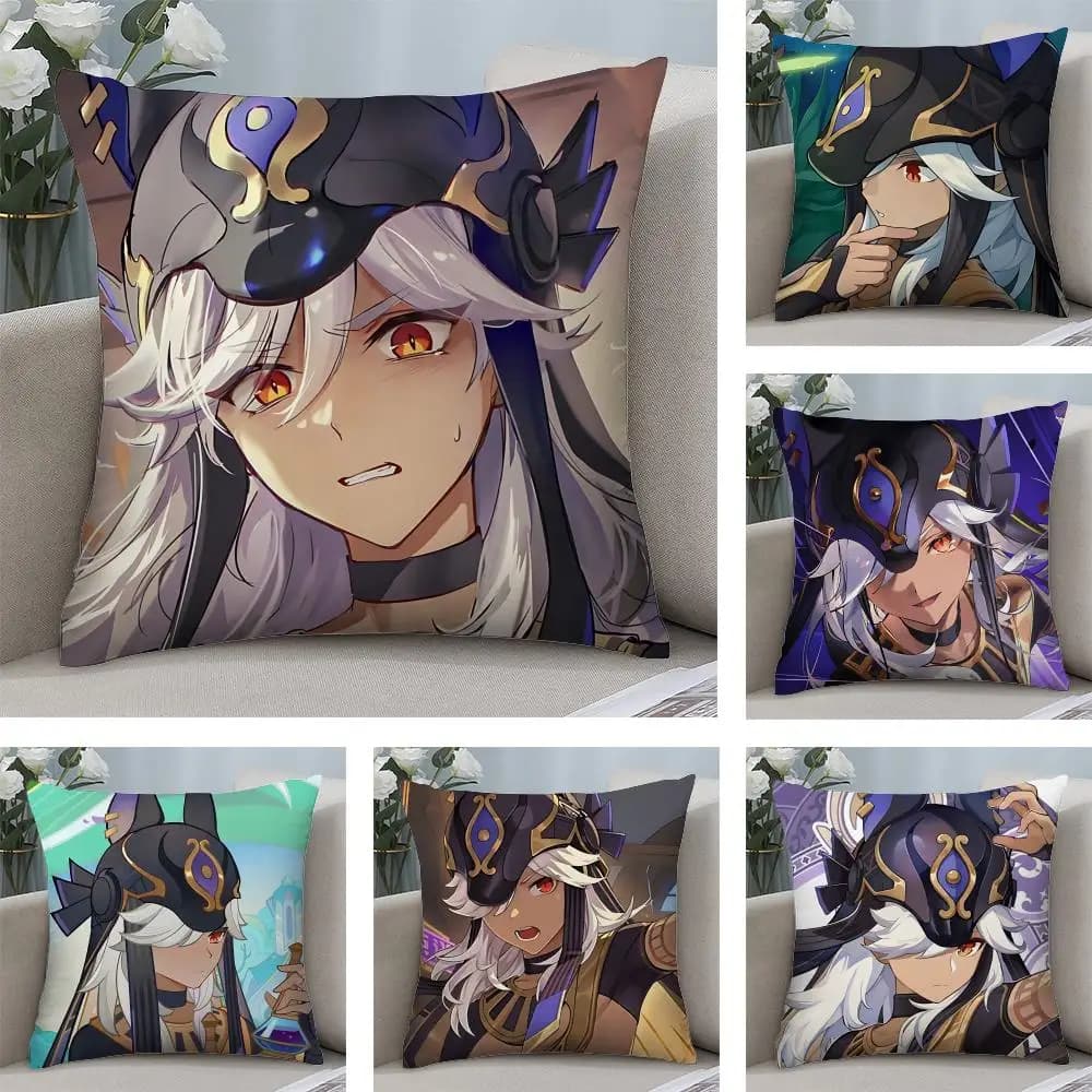Cyno Genshin Game Cushion Cover Square Pillow Bedroom Sofa Leisure Comfort Living Room Home Decoration 40X40