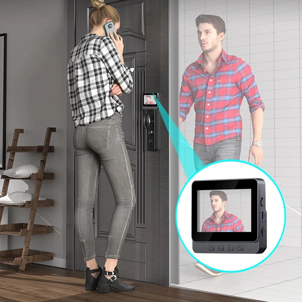 Telecamera per campanello HD WiFi 2.4G Schermo IPS da 4,3 pollici Campanello per porta intelligente Videocitofono impermeabile Telecamera per porta per appartamento Home Office