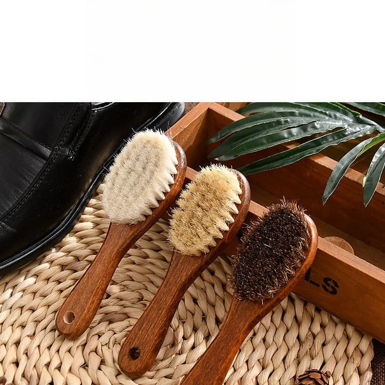 Spazzola per Scarpe in Crine di Cavallo Premium con Manico in Legno di Faggio e Setole Morbide per la Rimozione della Polvere Domestica