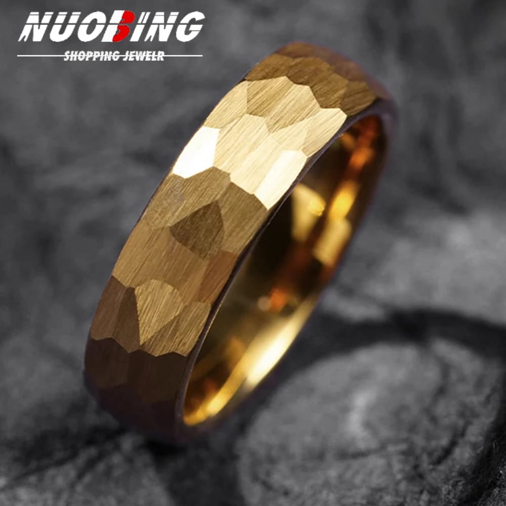 Hammered Multi-faceted Titanium Rings For Men Women Black Brushed Stainless Steel Couple Ring Wedding Engagement Jewelry