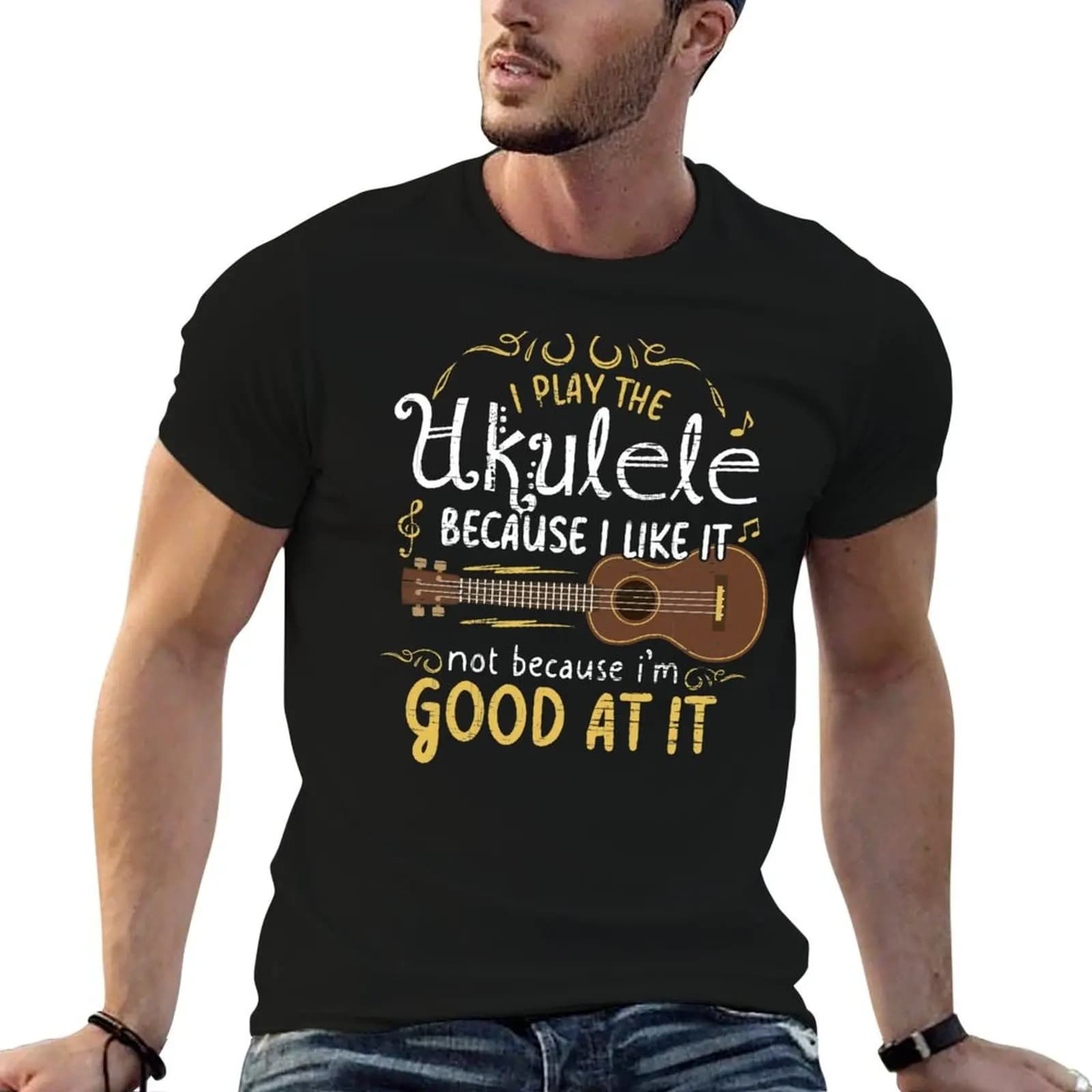 I play the ukulele because i like it not because i 'm good at it T-Shirt Sport Basic Moisture Wicking Tee