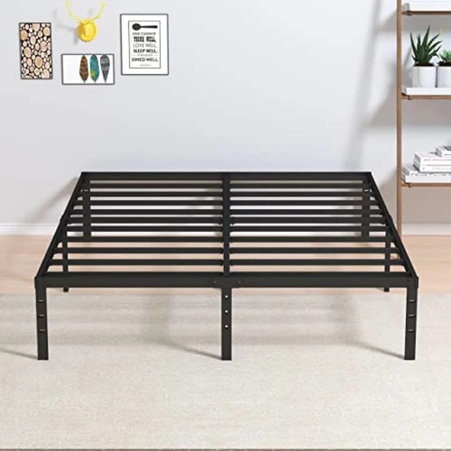 Struttura letto in metallo, non richiede rete a molle, supporto piattaforma resistente fino a 1360 kg, facile da montare, silenzioso, nero