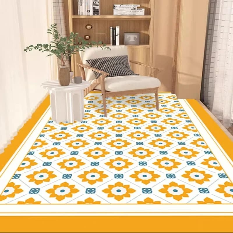 Tappeto da balcone stile giallo Tappetino da cucina in pelle PVC Tappetino antiscivolo resistente al sole Tappetini resistenti allo sporco Tappeto facile da pulire per la casa