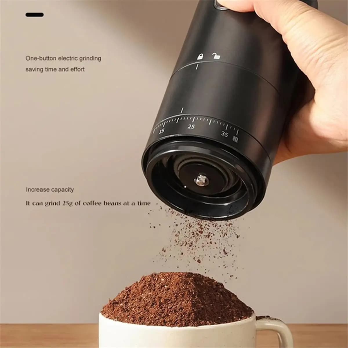 2026 Trend Electric Coffee Bean Grinder Rechargeable Automatic Grinder Portable Coffee Grinder with Ceramic Core
