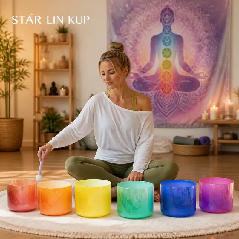 STAR LIN KUP Large Pure Quartz Singing Bowl Set Sound Healing Instrument Meditation Chakra Balance Yoga Mindfulness Gift