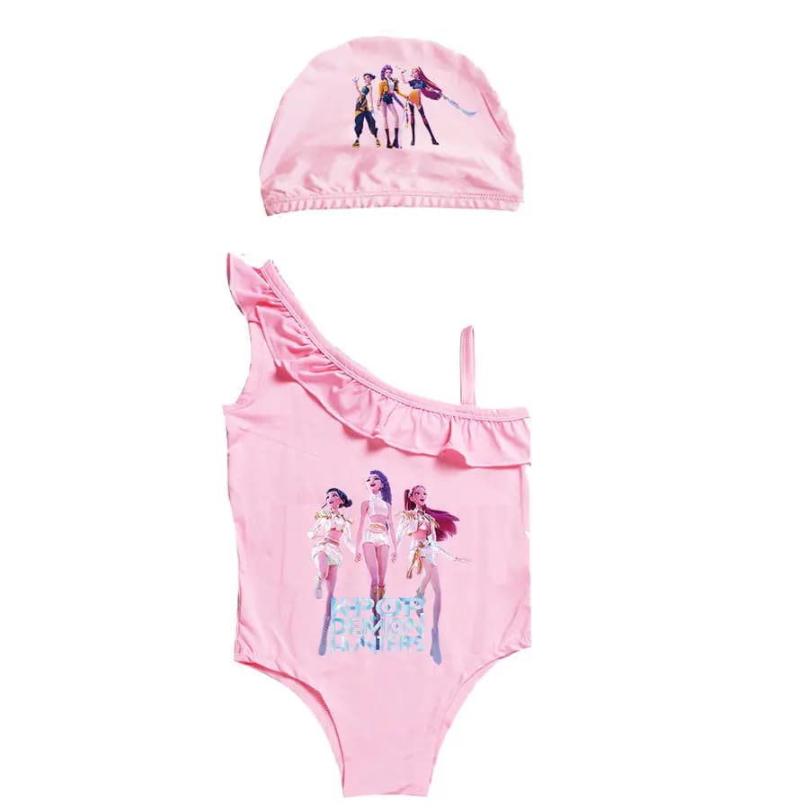 One-piece swimsuit for girls with volant and mono-sponge, purple, for the beach, for babies and small girls