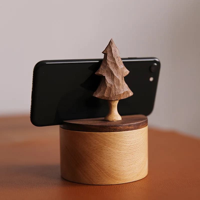 Supporto per cellulare in legno massello, supporto universale creativo a forma di albero, pendolo multifunzionale, porta auricolari