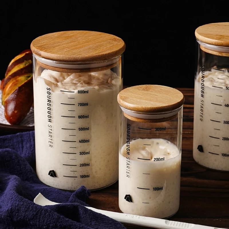 Sourdough Proofing Jar Kitchen Baking Accessory Practical Glass Fermentation Jar Wide Mouth Sourdough Starter Container