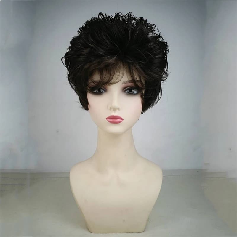 HAIRJOY Parrucca da donna in capelli sintetici, corta, soffice, riccia, resistente al calore, adatta per feste e uso quotidiano