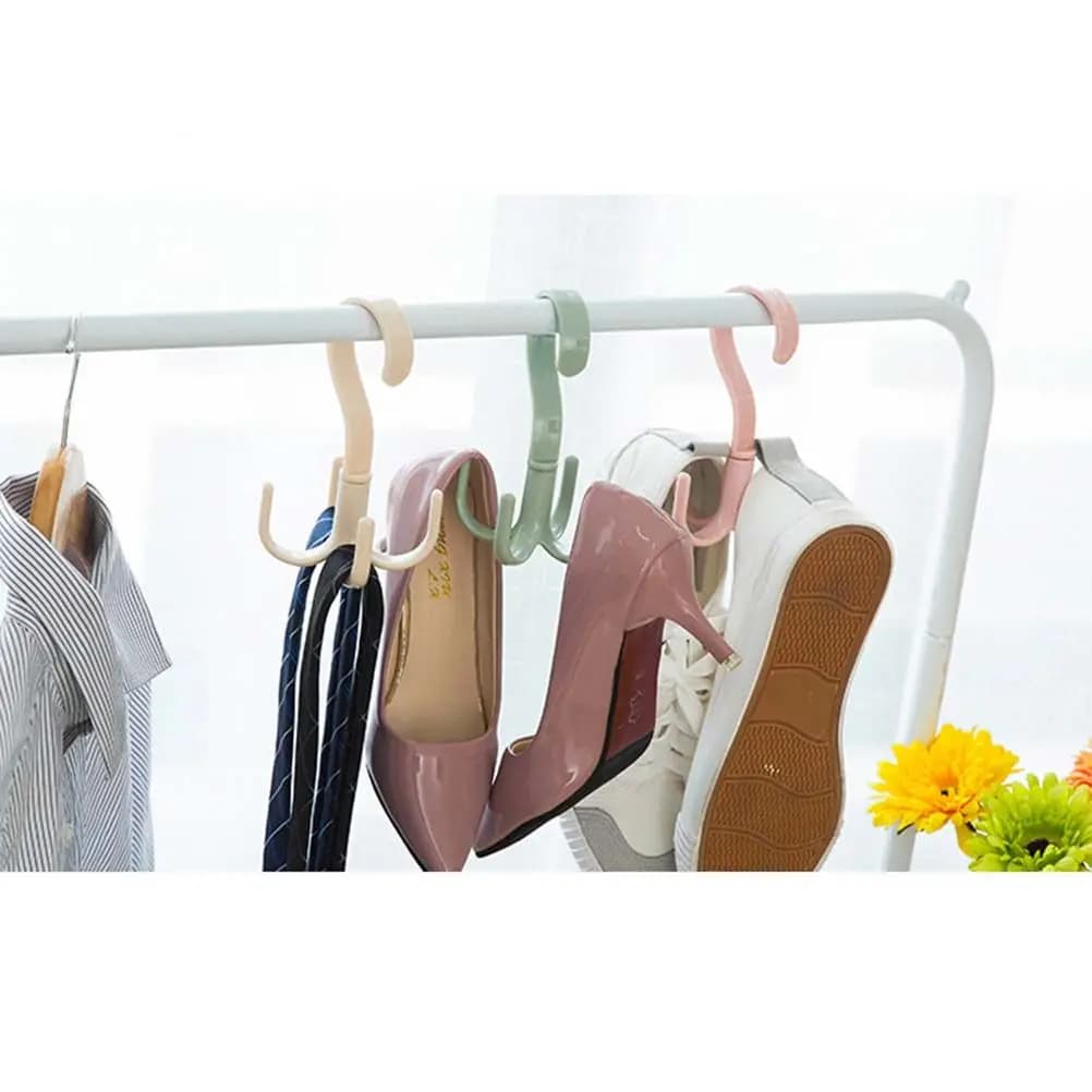 Set of 8 360° Swivel Hooks to Organize Bags, Belts, Scarves, Ties, Hats and Umbrellas in the Wardrobe