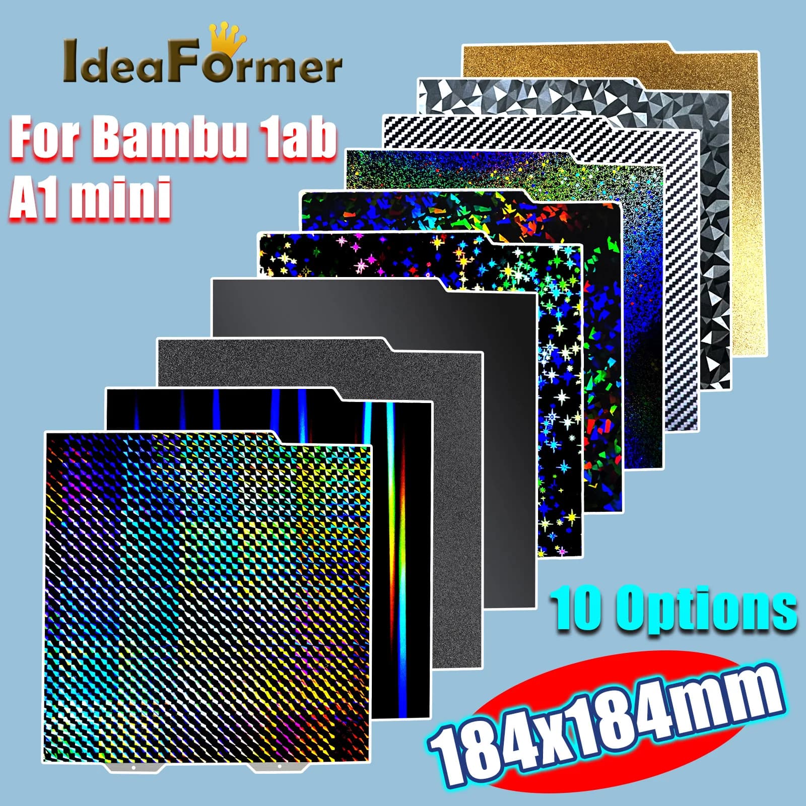 Per Bambu Lab A1 Mini Build Plate Double Sided H1H PEY PEO PET PEI Bed Spring Steel Sheet Pei Sheet 184x184 per Bambulab A1 Mini