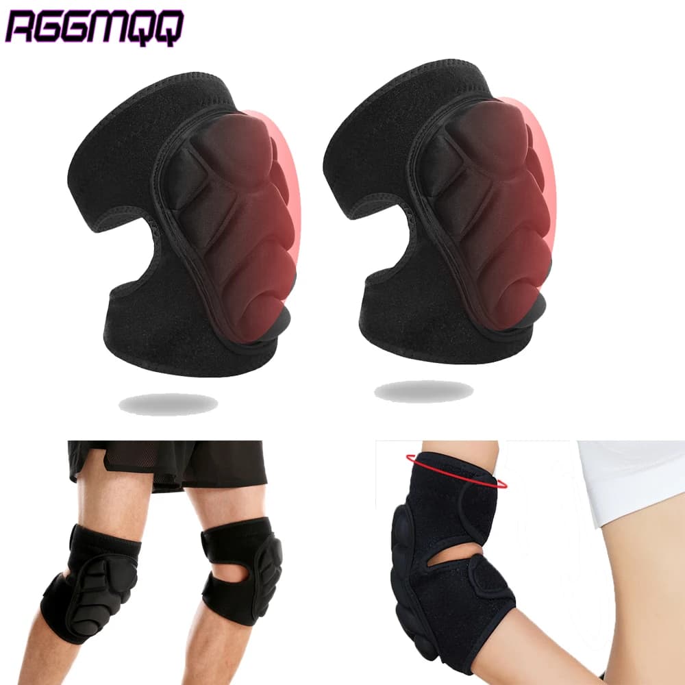Knee and Elbow, EVA Foam Protectors Heavy Duty for Gardening, Work, Non-slip Design, Adjustable for Men and Women