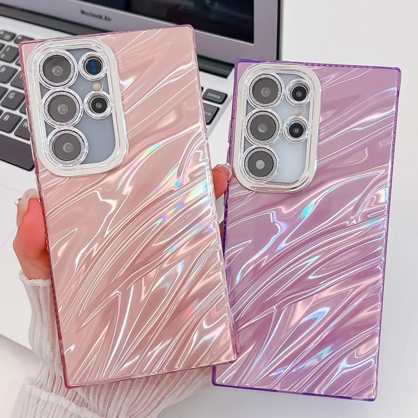 Custodia per telefono antiurto con increspature d'acqua per Samsung S23 S24 Ultra Shell modello copertura antiscivolo per Galaxy A15 A25 A35 A54 A55 5G