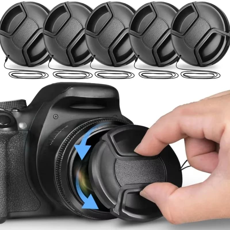 Copriobiettivo Anteriore Antifurto 37 40.5 43 46 49 52 55 58 62 67 72 77 82mm per Fotocamere Canon Nikon Sony Fuji Lumix DSLR
