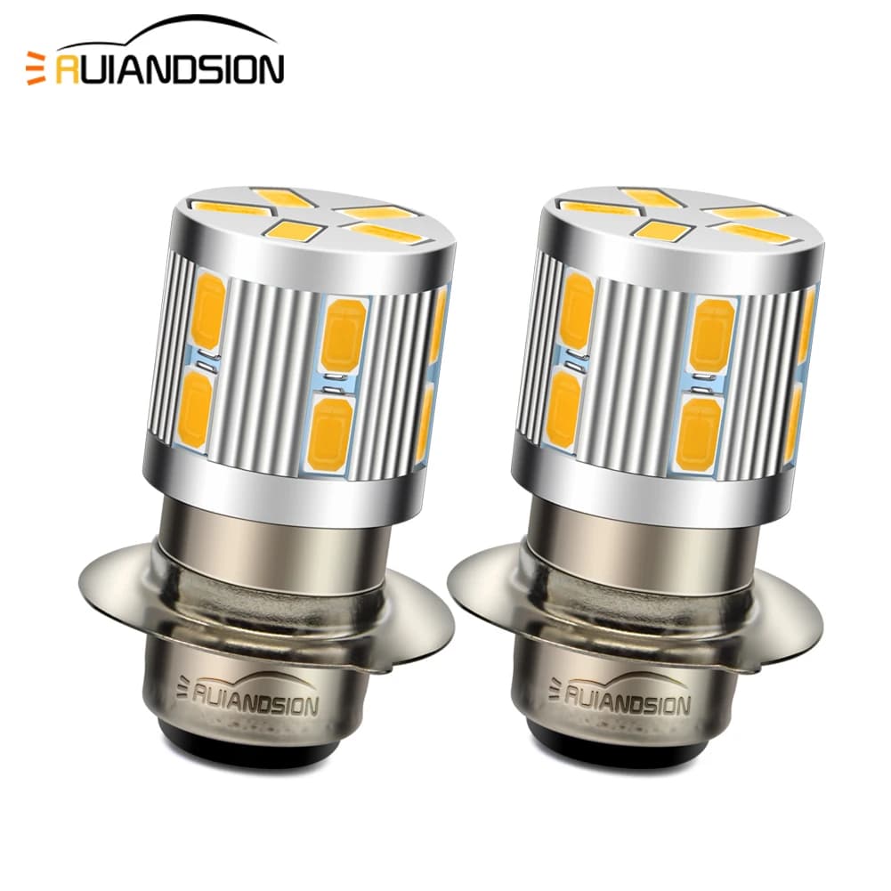2 pz H6M P15D Luz Auxiliar LED Para Moto BA20D H6 BA21D 6V 12V 24V lampadine per fari Moto abbaglianti/anabbaglianti bianco caldo Xenon