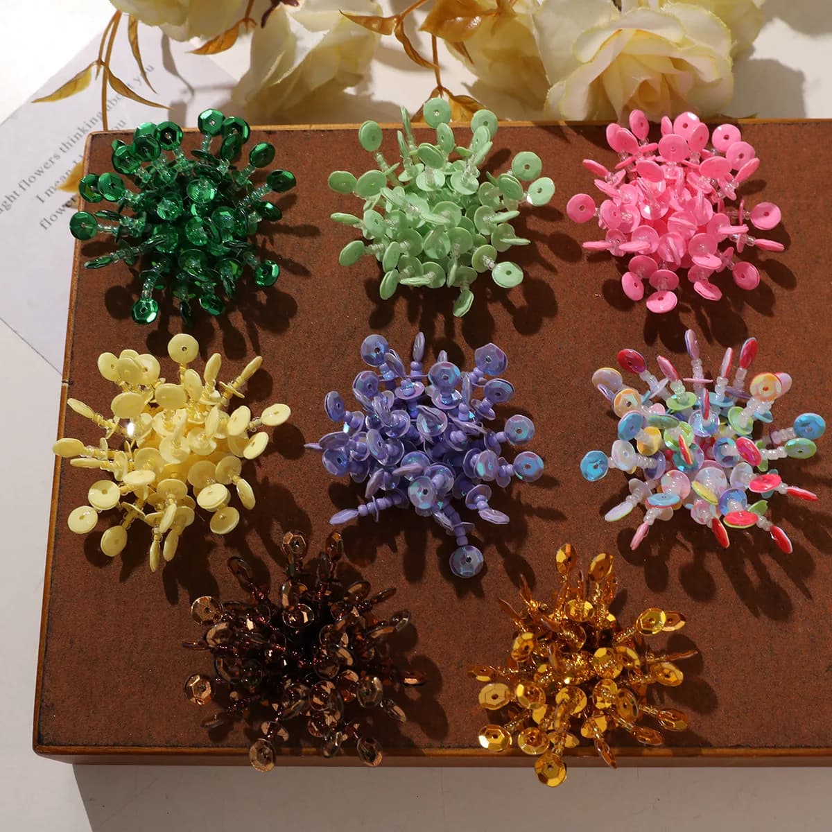 Shoe Decor 1 Piece 3cm Sparkling Glitter Seed Bead Scattered Flower DIY for Jelly Clog Sandals Summer Crystal Princess Korean