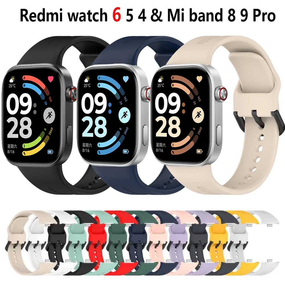 Cinturino sportivo originale in silicone per orologio Redmi 4 5 6 SmartWatch correa Xiaomi Mi Band 9 Pro/8 Pro Accessori per cinturini per bracciale