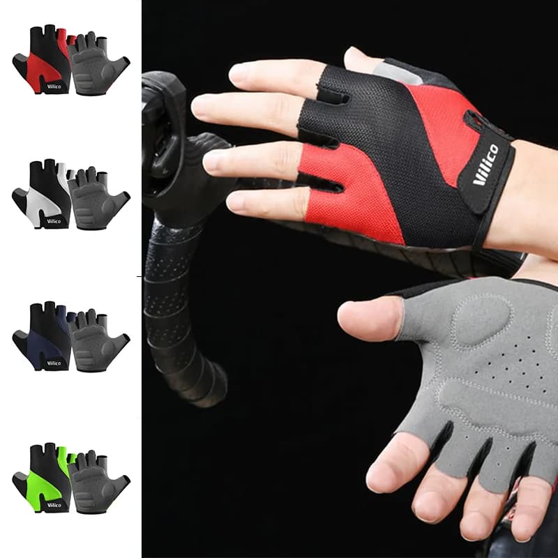 Guanti Sportivi da Allenamento Antiscivolo, Traspiranti, Resistenti agli Urti, Mezze Dita, per Ciclismo Estivo e Palestra