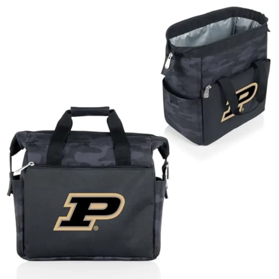 Picnic TIME NCAA Purdue Boilermakers On The Go Borsa termica per il pranzo, Borsa termica morbida, Borsa termica isolata, Nero mimetico