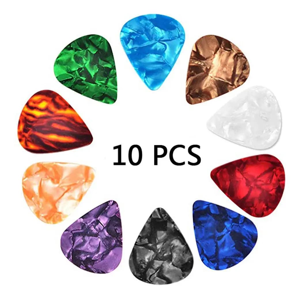 Acoustic Guitar Picks 0.46mm Thin Heart Celluloid Variety Set with Holder Bag Smooth Surface Easy Carry Guitar Accessory