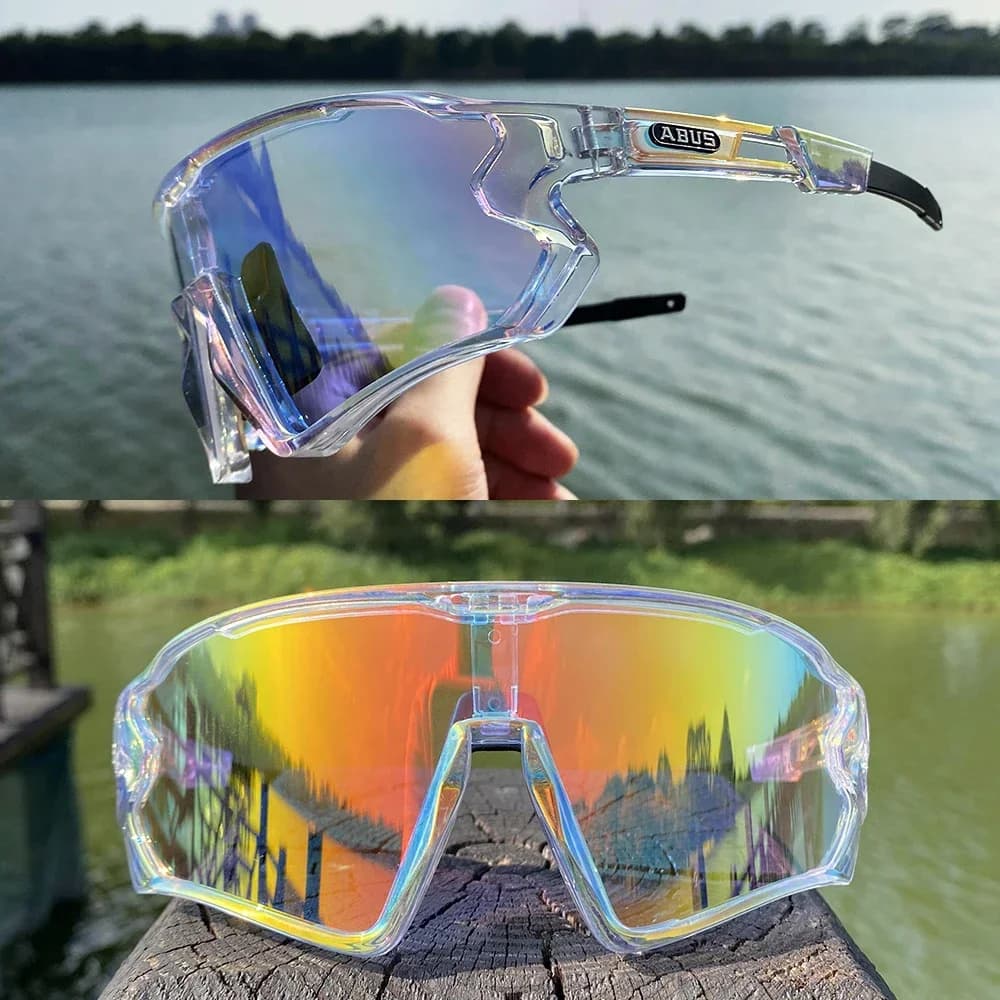 Occhiali da bici a 5 lenti Occhiali da sole sportivi UV400 per uomo Donna Occhiali da ciclismo da escursionismo leggeri antiriflesso