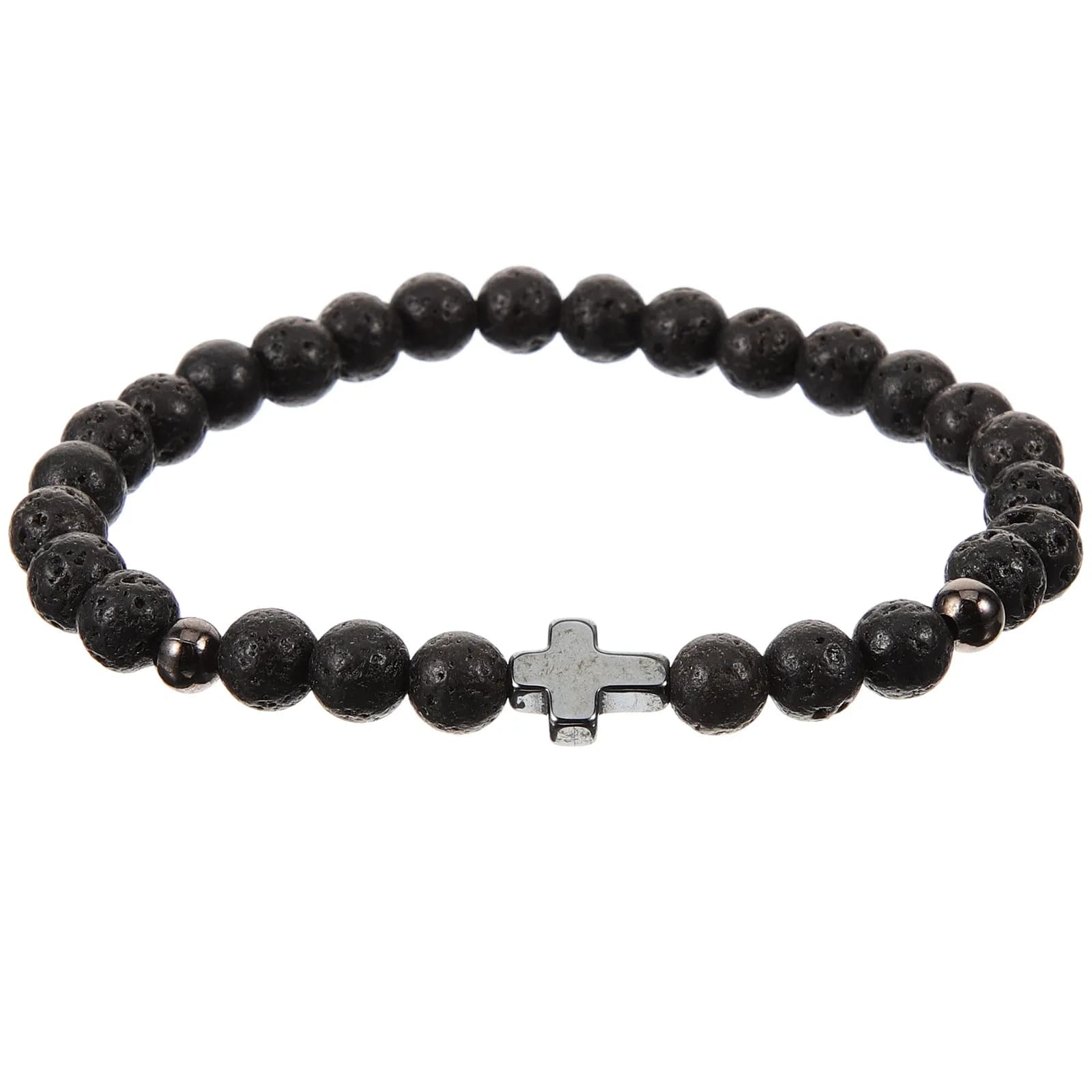 Bracciale con perline in pietra vulcanica, braccialetto elasticizzato unisex, gioielli in pietra naturale per uomo e donna, da indossare ogni giorno, regalo elegante per feste