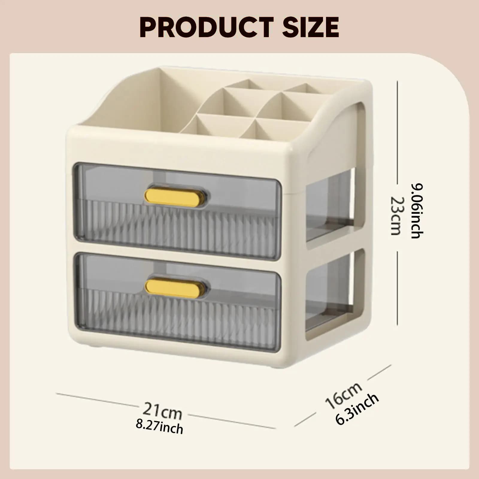 Organizer da Scrivania con Cassetto, Contenitore in Plastica per Forniture da Ufficio e Cosmetici
