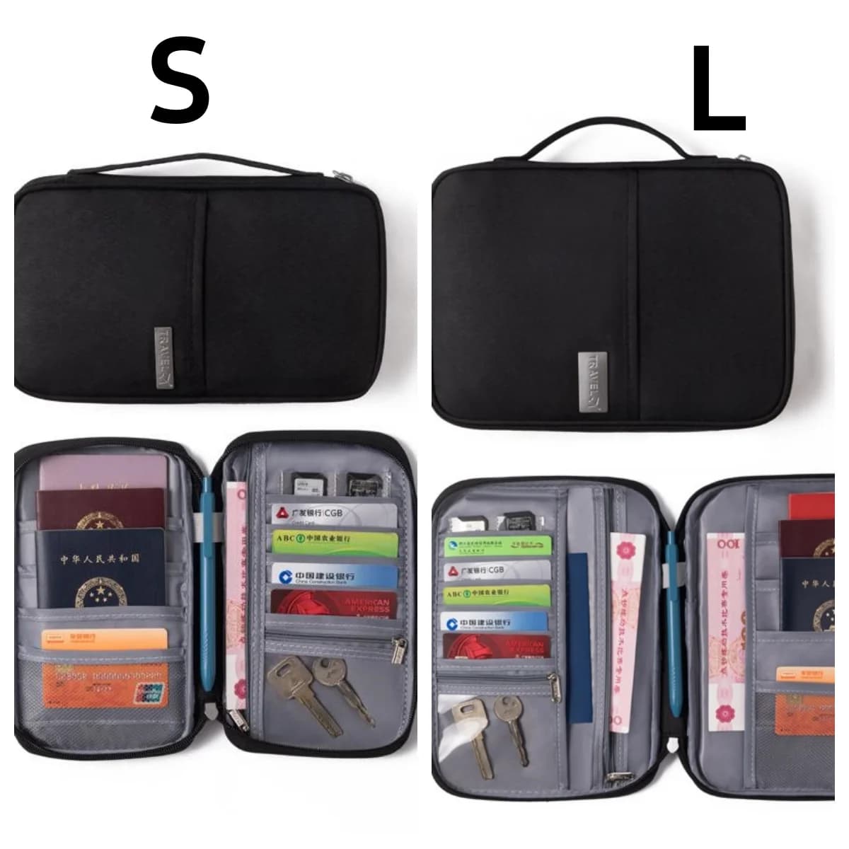 2pcs set New Multi-Function Waterproof Travel Passport Holder Cover Case black Bags Family Document Organizer Travel Accessories