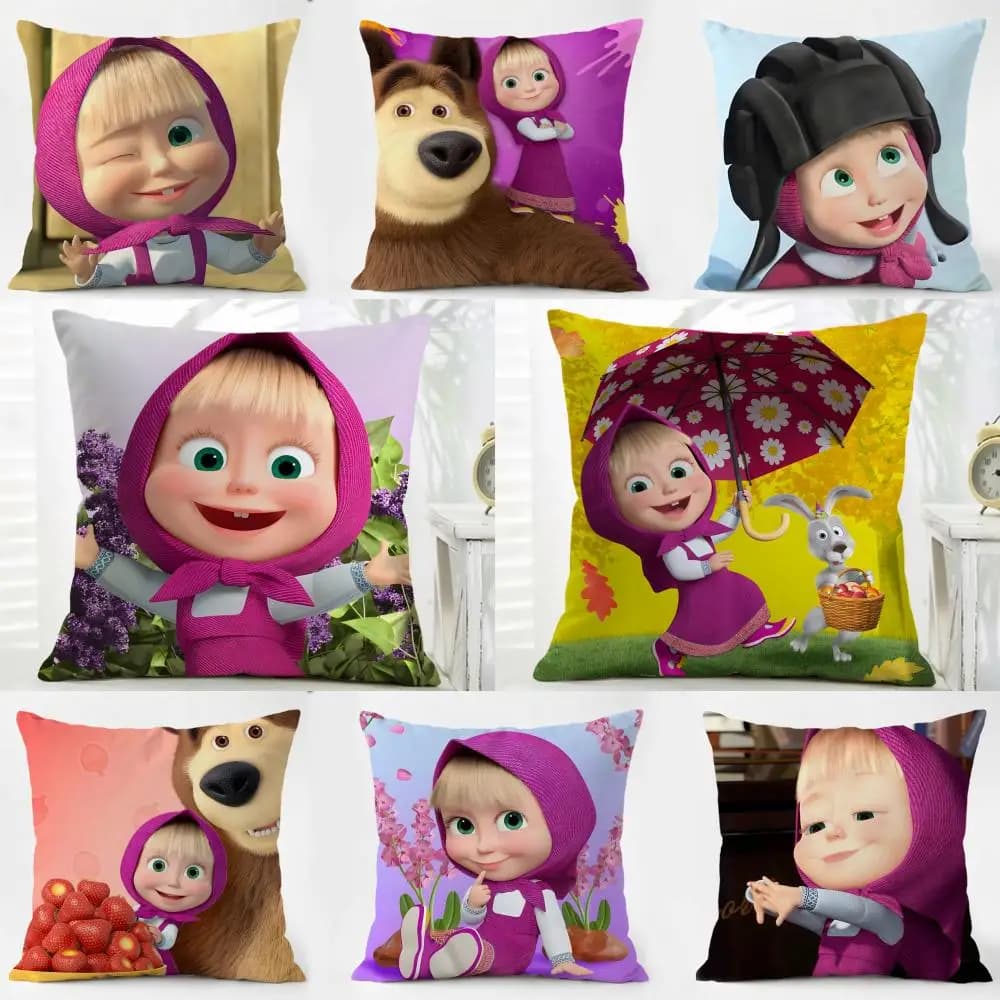 Masha and Bear pillow case, soft and delicate fabric, with hidden zipper