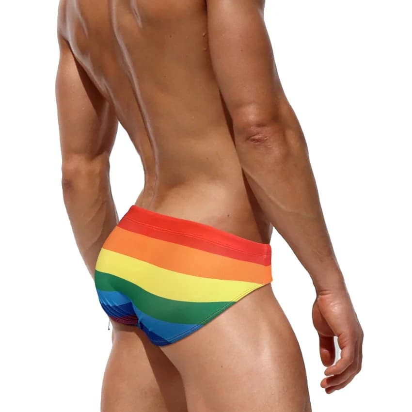 Moda Arcobaleno Slip da bagno Uomo Costumi da bagno Sexy Push Up Pad Uomo Costume da bagno Costume da bagno da uomo Beachwear maschile Pantaloncini sportivi da surf