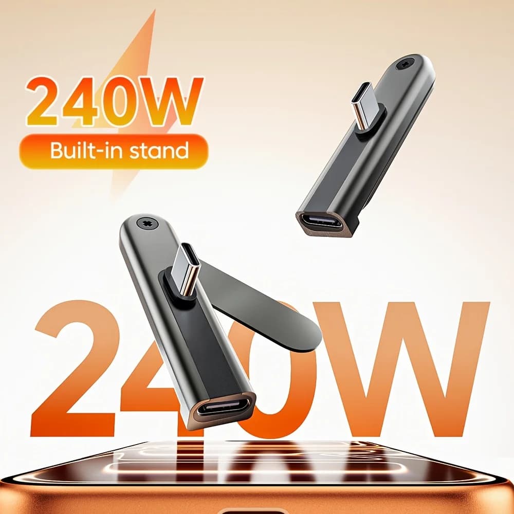 Cavo USB C a USB C da 240W 360 ° Adattatore Girevole con Supporto per Cavo di Ricarica Rapida Tipo C per iPhone 17 16 Samsung