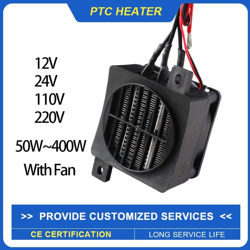 Riscaldatore PTC 12V 24V 48V 110V 220V con ventola 50W ~ 400W Riscaldatore termostatico in ceramica isolata Riscaldatore PTC per incubatrice isolante per animali domestici