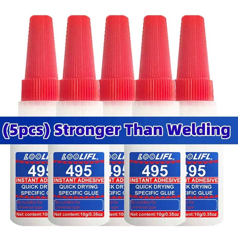 5PCS LOOLIFL495 Super Glue Plastic Professional Adhesive TransparentCyanoacrylate Glue Fast Drying Odorless Long Lasting Bonding