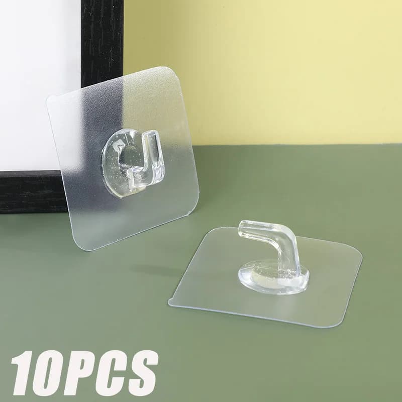 5/10/20Pcs Transparent Wall-mounted Hooks Self-adhesive Door and Wall Hooks Hooks Heavy Duty Rack Kitchen Bathroom Organizer