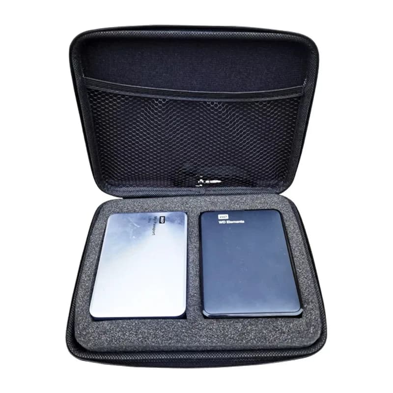 Borsa da trasporto rigida antiurto con due dischi rigidi da 2,5 pollici, custodia in schiuma di spugna per elementi Seagate/Western Digital/WD/il mio passaporto