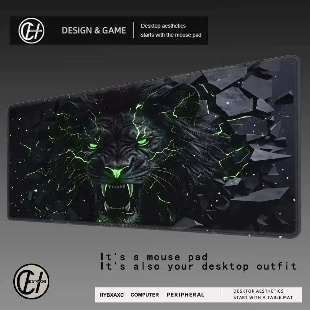 HYBXAXC Tappetino per mouse da gioco con design a forma di leone feroce, tappetino da scrivania resistente e antiscivolo, tappetini da gioco, accessori per PC, tappetini per mouse, tappeto da ufficio