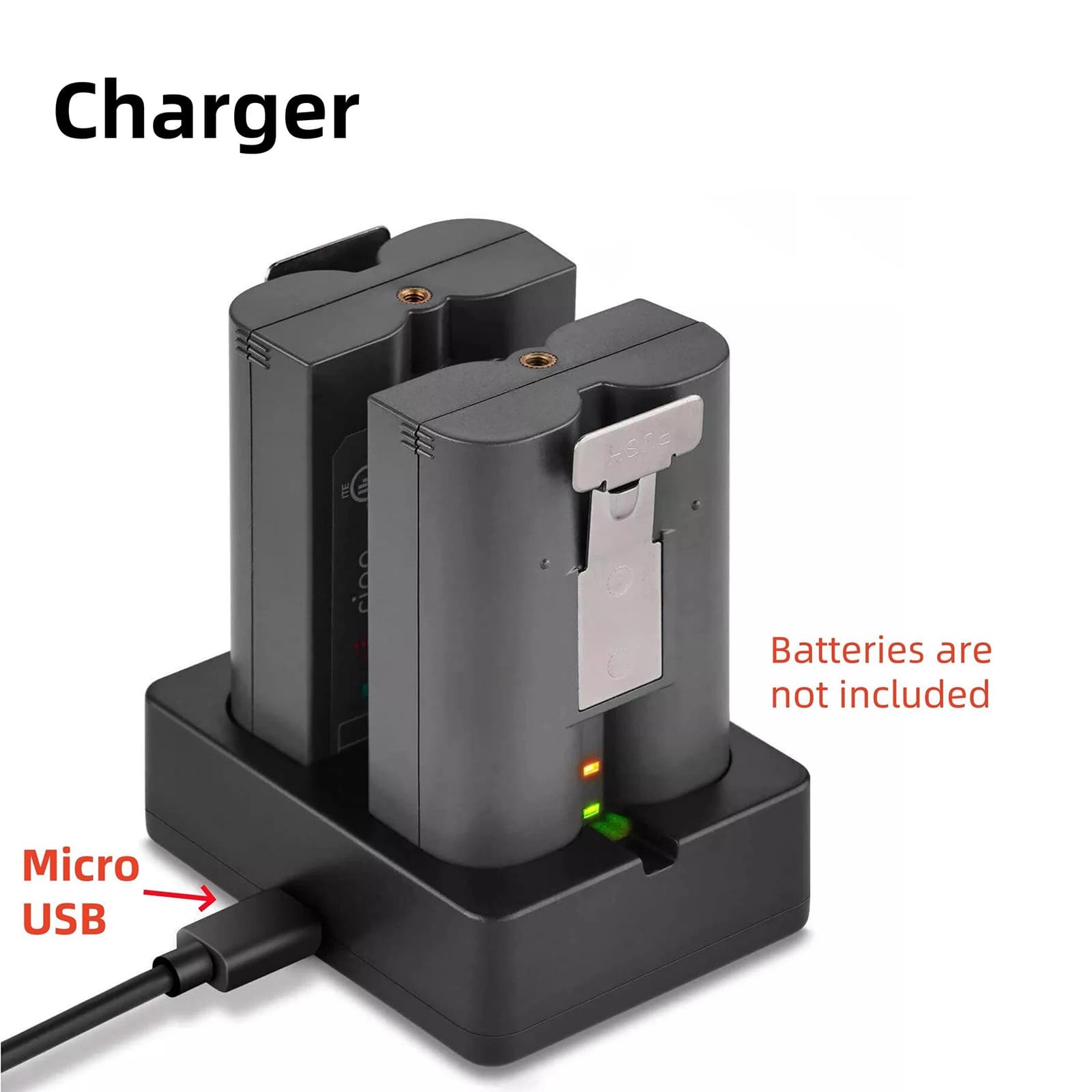Caricabatteria a doppia porta da 1 pezzo con indicatore di stato di ricarica a LED per videocitofono 2/3/3 Plus/4 batterie