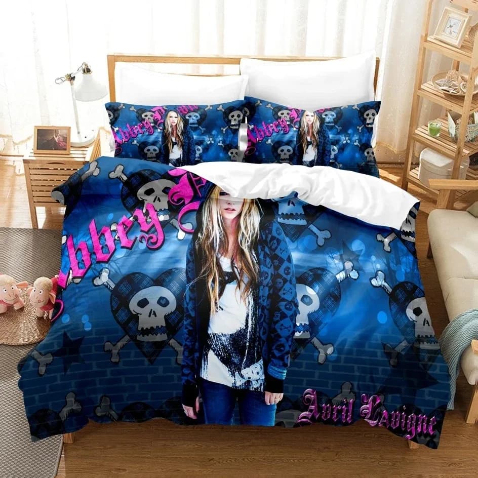 Set biancheria da letto Avril Lavigne stampato in 3D per camera da letto Copriletti morbidi e moderni Comodi copripiumino per bambini Copripiumino e federa