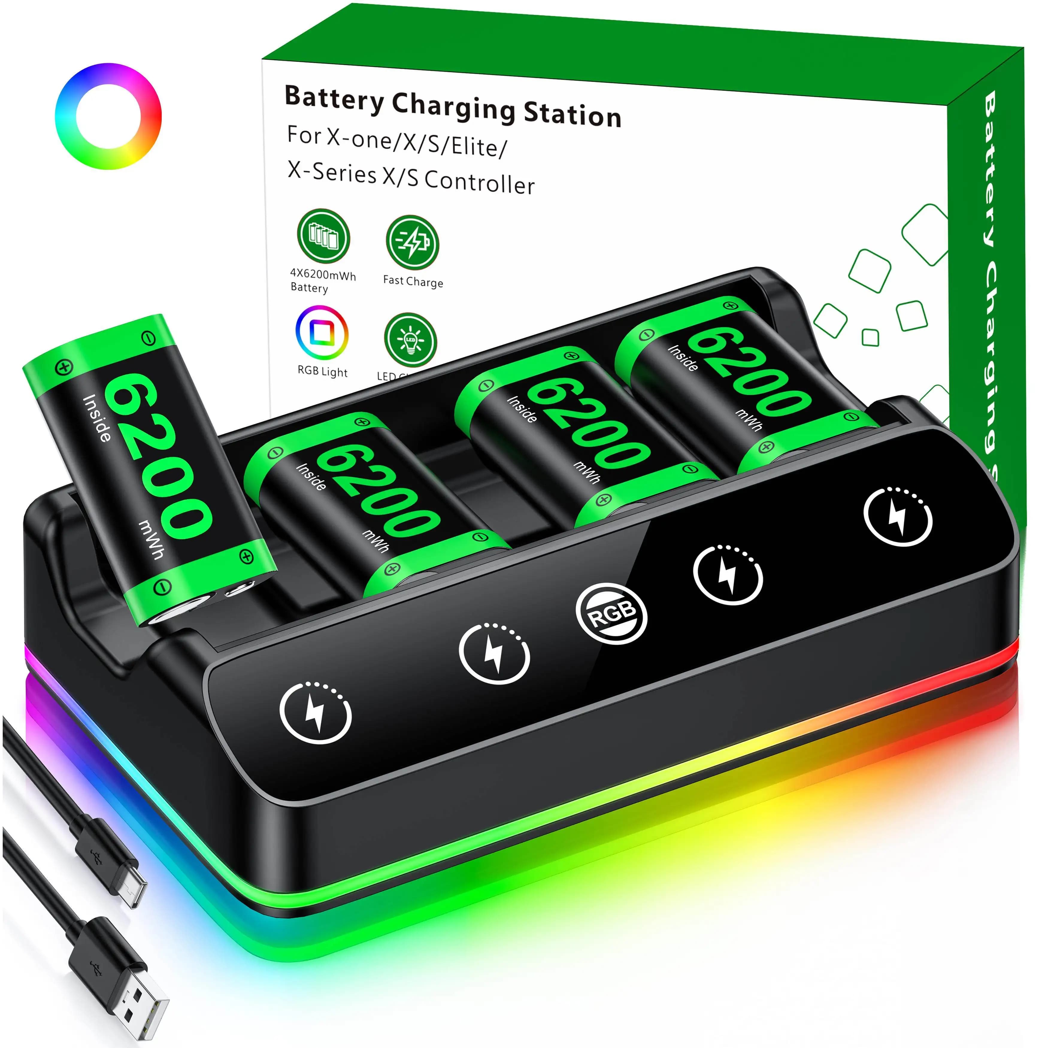 BEBONCOOL X400 Batteria ricaricabile 4×6200mWh per controller Xbox Series X/S/One, accessorio da gioco a lunga durata