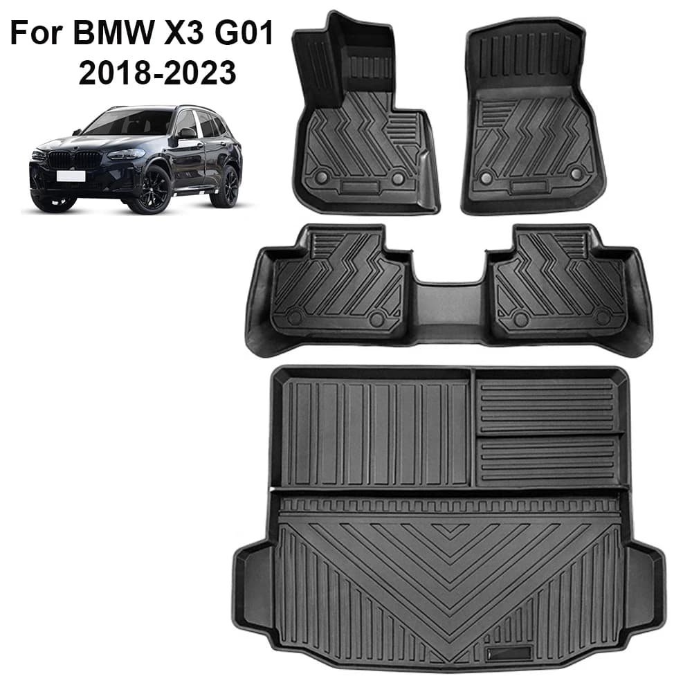 Custom Fit Car Floor Mats Waterproof Trunk Mat TPE Full Set Interior Accessories For BMW X3 G01/G08 2018-2023