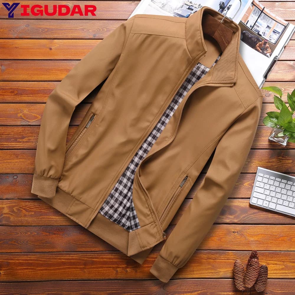Autumn wniter 2025 Men's Jacket Stand Collar Coats Men Casual Solid Color Jackets Slim Windbreaker men's clothing