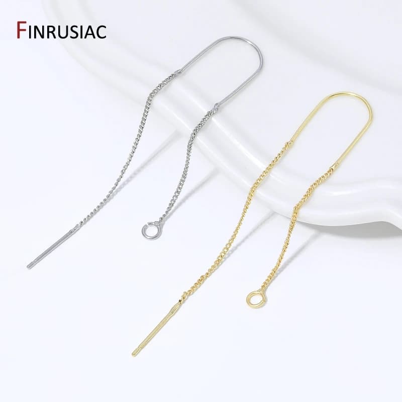 Orecchini pendenti a catena lunga con nappe placcati oro 18K in ottone, componenti per orecchini a filo, accessori fai da te per gioielli