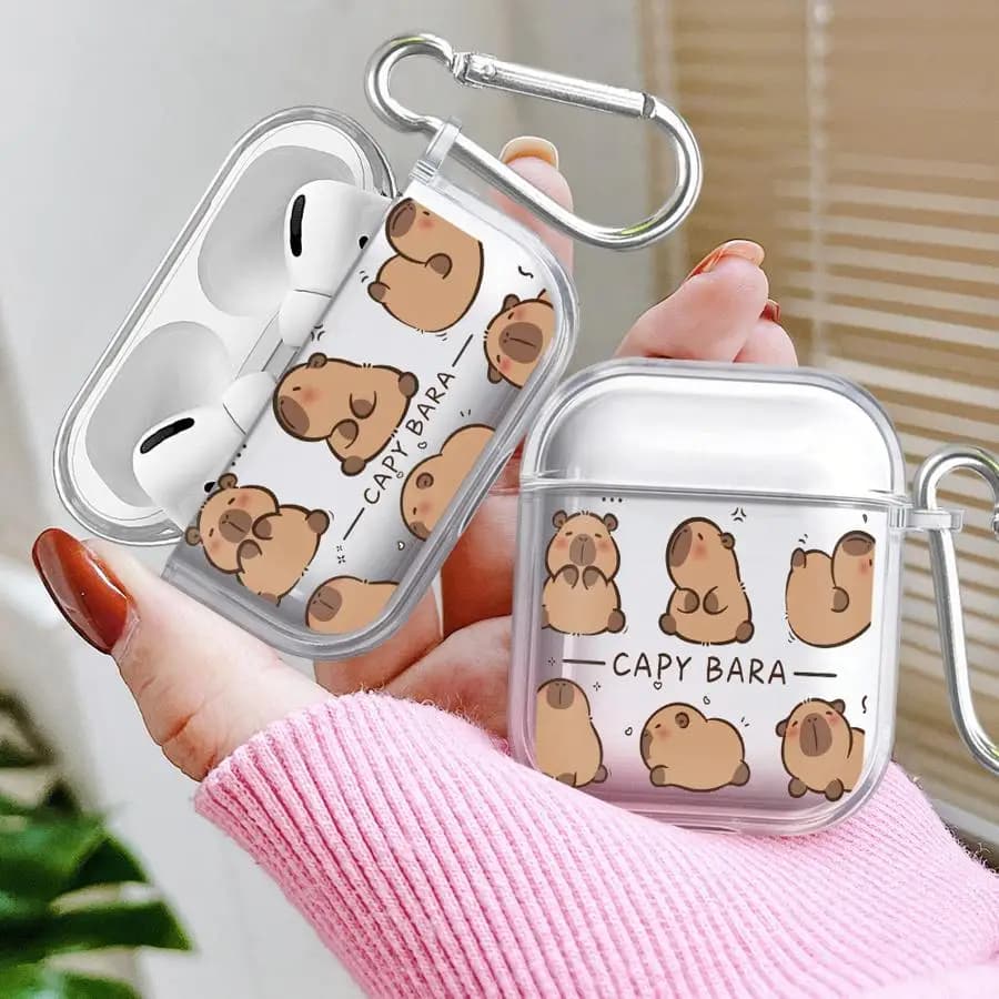 Custodia trasparente per auricolari Airpods Pro3 Pro 2 Pro2 4 1 3 con simpatico Capibara