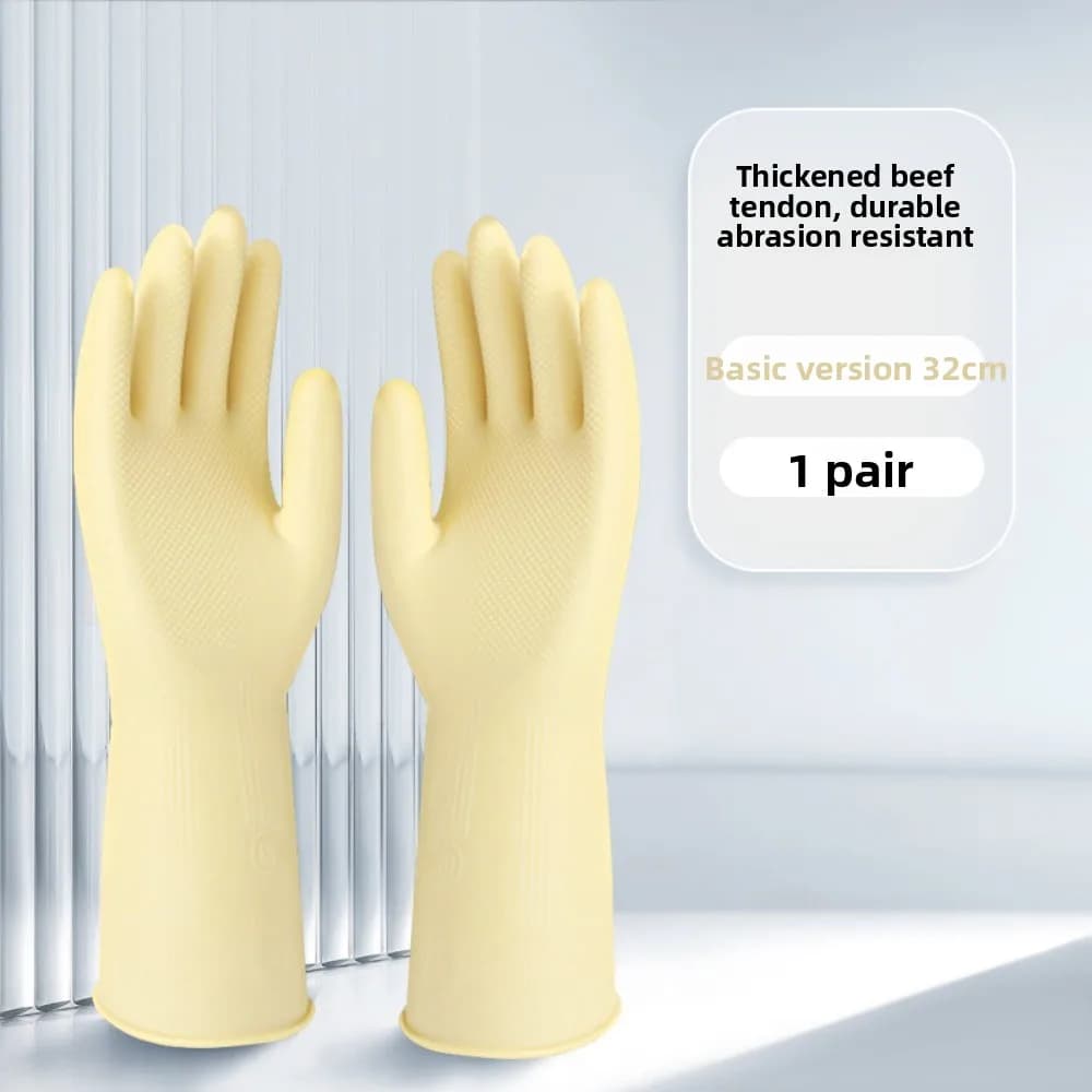1 Pair Thick Rubber Gloves Plastic Latex Wear-Resistant Dishwashing Household Labor Protection Glove Car Wash Waterproof Kitchen