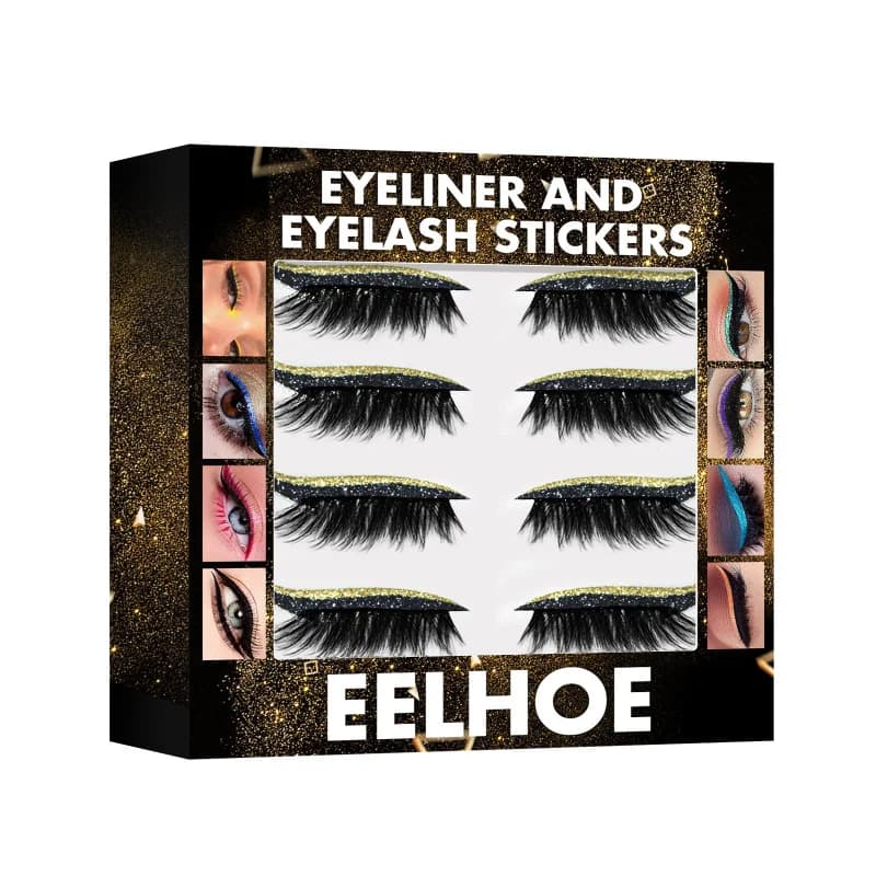 EELHOE Eyeliner Stickers 3DGlitter in seven colors, glue-free fake eyelash stickers, self-adhesive eye makeup stickers, eye shadow stickers